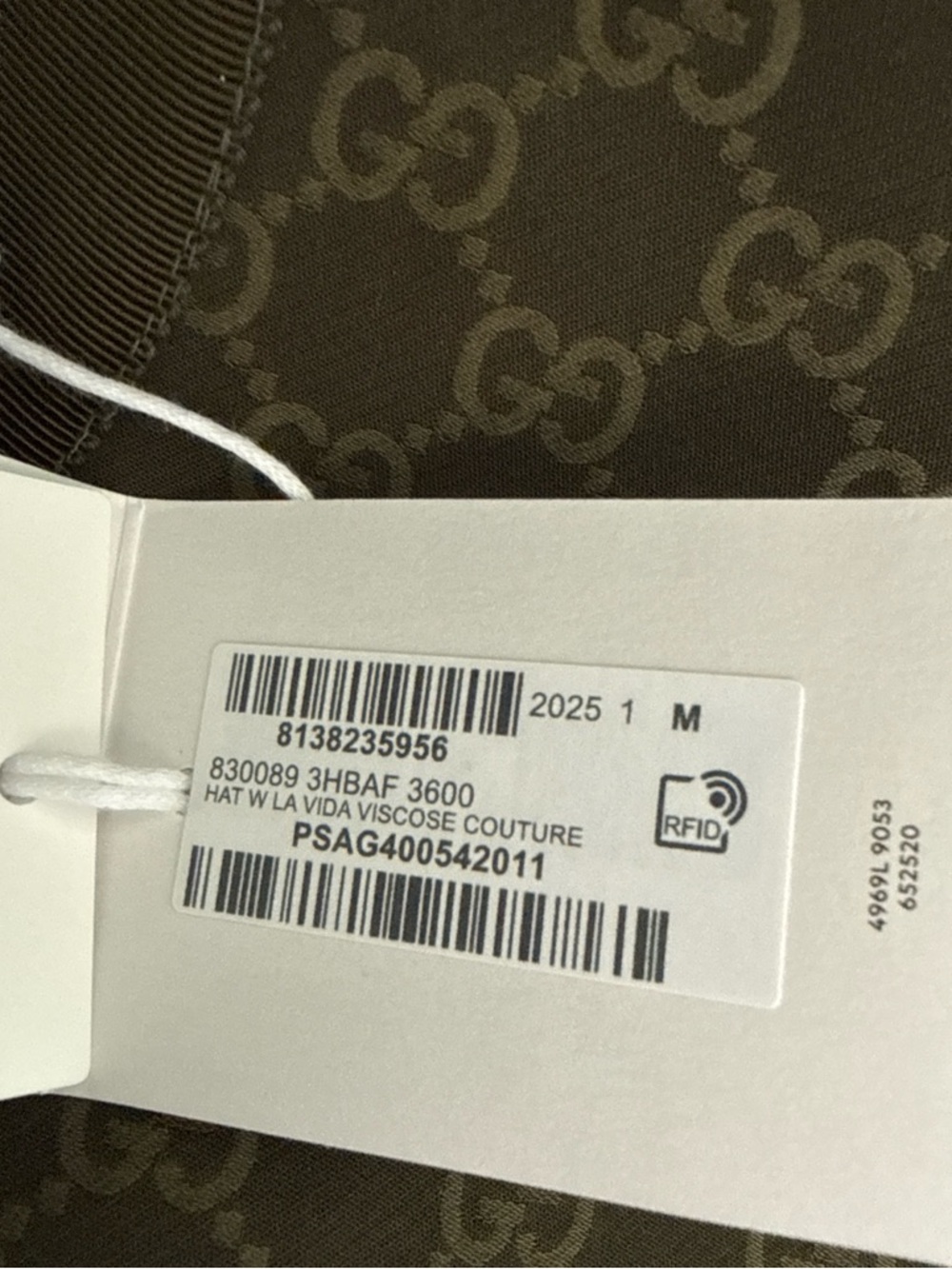 Gucci Olive GG Canvas Wide-Brim Bucket Hat with Gold GG Charm - Picture 11 of 11